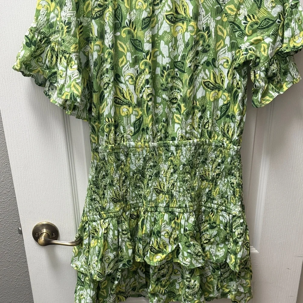 Aerie Green, white, & yellow printed fun dress - Picture 8 of 9